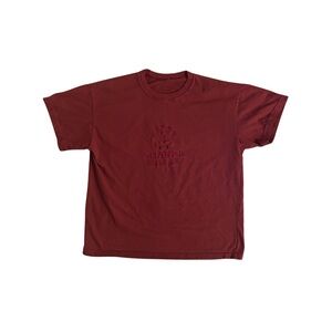 Maroon Embroidered Logo Crewneck T-Shirt